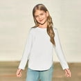 thumbnail image 6 of Adeawade Girl Tops Long Sleeve Round Neck T Shirts Long Sleeve Shirts Kids Arc Hem Side Slit Tunic Tee Soft Summer Playsuit 2-3 Years White, 6 of 6