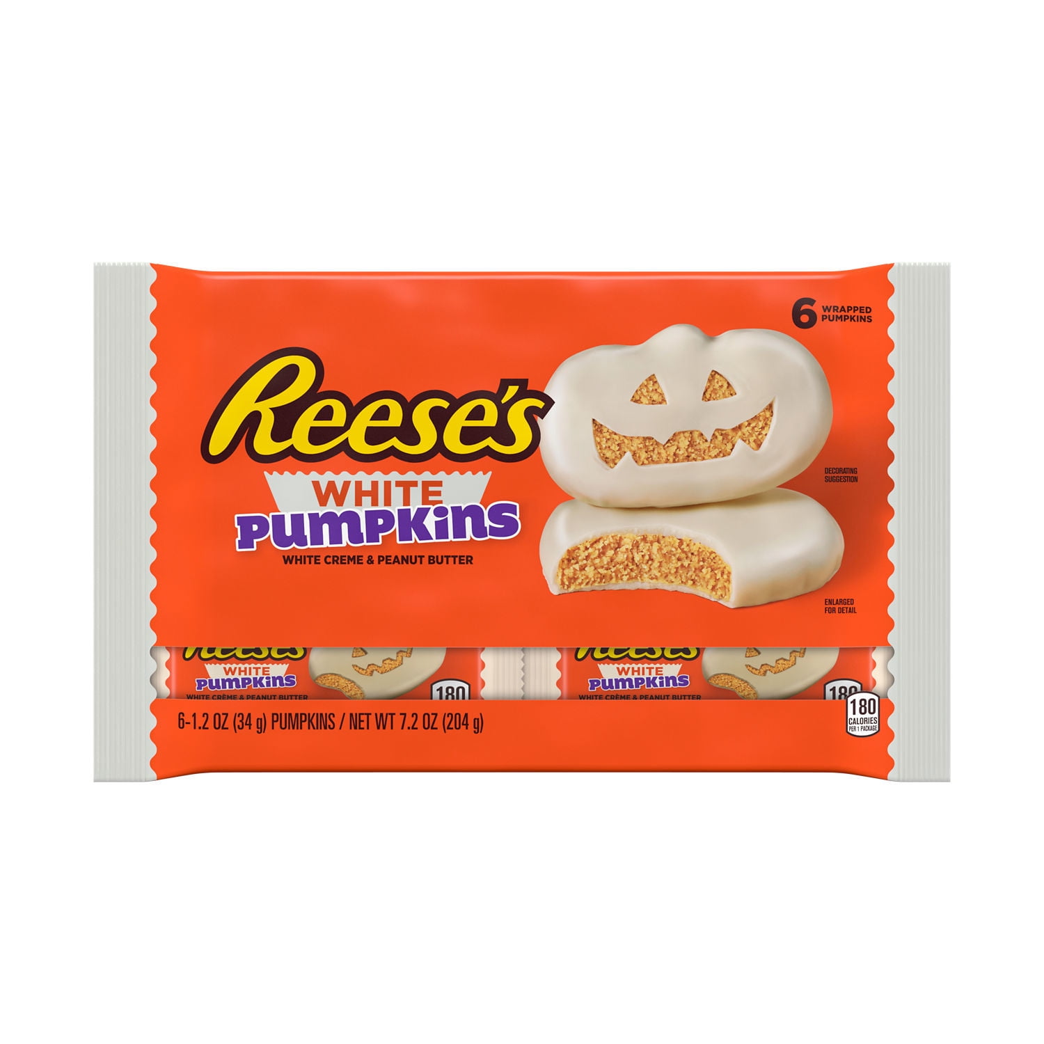 Reese's White Creme Peanut Butter Pumpkins, Halloween Candy Packs, 1.2