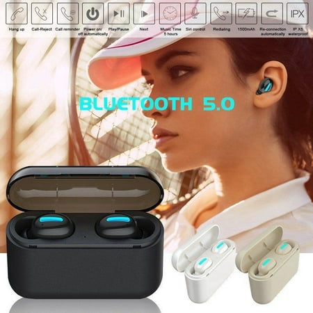 Pixnor Wireless Bluetooth Earphone Bass Stereo Hi-fi Sound Quality TWS Handsfree with Charging Dock for Sports Travel (Best Earphones For Bass And Sound Quality In India)