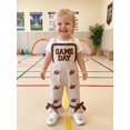 thumbnail image 5 of RUINIXCW Toddler Baby Girl Football Game Day Outfit Gingham Plaid Romper Overall Rugby Embroidery Sleeveless Jumpsuit Overalls Bell Bottoms, 5 of 9