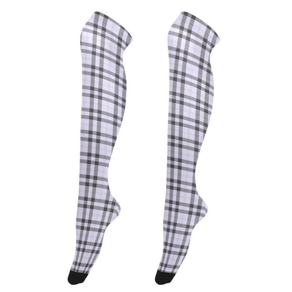 Purple Plaid High Thigh Socks Over Knee Thin Tights Long Stocking for Women Leg Warmer