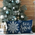 thumbnail image 2 of Christmas Pillow Covers 18x18 Blue Christmas Decorations Snowflake Throw Pillow Covers Let it Snow Xmas Tree Winter Holiday Decor Cushion Case for Sofa Couch Set of 4, 2 of 6
