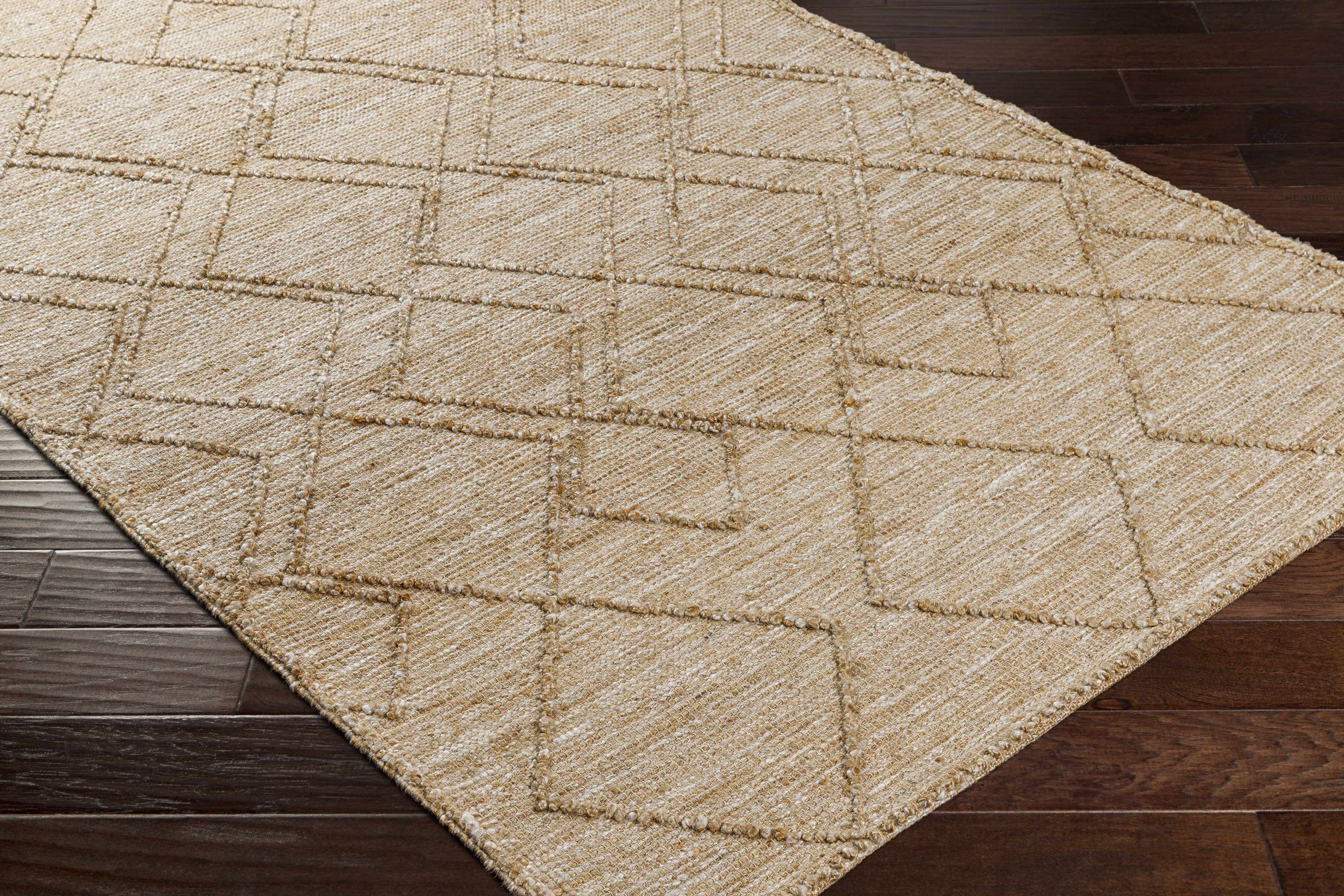 Hauteloom Buse Jute Living Room, Bedroom Area Rug - Bohemian, Transitional - Tan, Cream, Off White - 2' x 3'