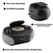 Memorex MX-BCCD50(K) AM/FM Top Loading CD and Cassette Player Blue | Portable Stereo with Programmable Memory, Auto-Stop Cassette Deck | Auxiliary Input, and Red LED Display (Black)