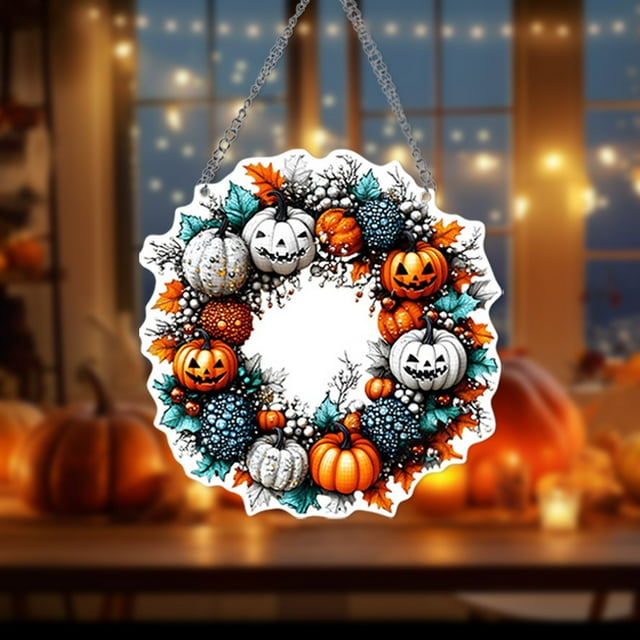 JJKBVCLO Halloween Greeting Card With Bat And Pumpkin Acrylic Holiday Celebration Card For Party Invitations And Festive Greetings