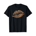 thumbnail image 1 of Leopard Print Lips Cheetah Spots T-Shirt - White - 3XL, 1 of 4