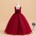 thumbnail image 5 of Flower Girls Floral Tutu Dress Long A Line Wedding Pageant Dresses Elegant Birthday Party Ball Gown, Dress for Age 16-17 Years, Brick Red, 5 of 9