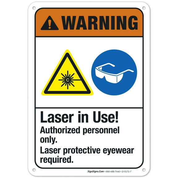 Laser In Use Authorized Personnel Only Laser Protective Eyewear Sign, ANSI Warning Sign,