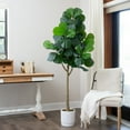 thumbnail image 5 of Nearly Natural 6ft. Artificial Fiddle Leaf Fig Tree with White Decorative Planter, Green, 5 of 6