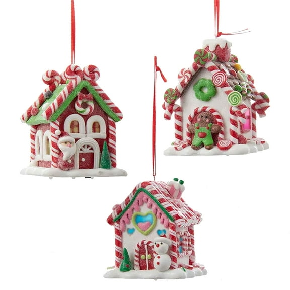 Kurt Adler Decorative B/O Gingerbread LED Candy House Ornament Set (3 Pack)