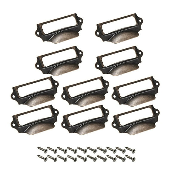 10Pcs Label Tag Pulls 70*30mm Antique Bronze Drawer Handle Label Frame Iron Business Card Frame Decorative Style