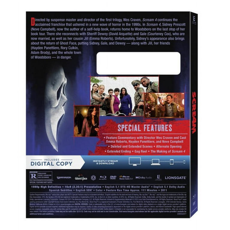 Scream 4 (Blu-ray + Digital Copy) Line Look Walmart