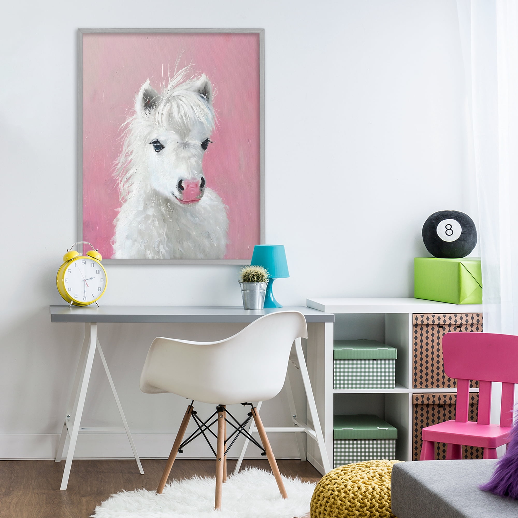 Stupell Industries Gentle White Pony Gray Framed Giclee Art, design by The Prints Vibe