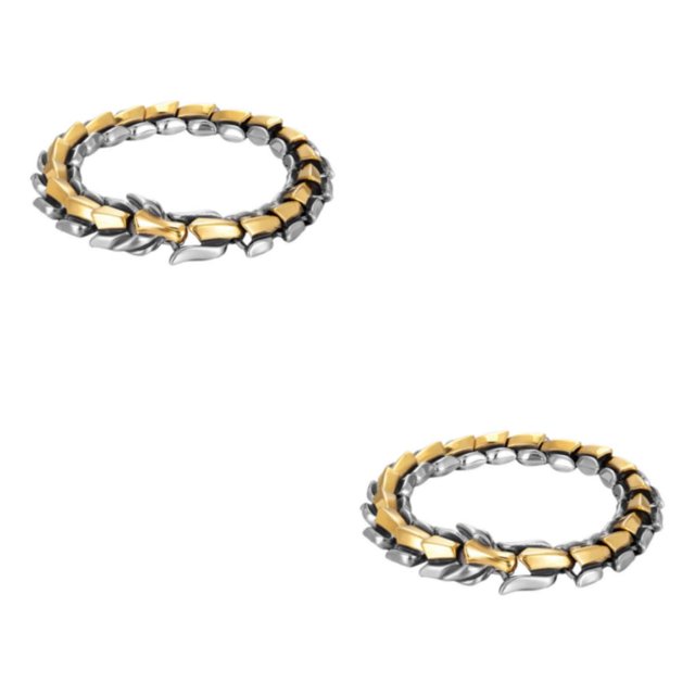Thinsony Distinctive Gothic Punk Dragon Scale Bangle 48 inches Cool and Contemporary Light Gold 9.05 Inch 2Set