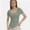 Sage green, variant on Women's Summer Short Sleeve T-Shirt - Square Neck, Ribbed, Slim Fit, Casual Tee Top