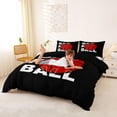 thumbnail image 2 of Castle Fairy Minimalist Red Basketball Graphic Duvet Cover King, Sport Theme King Bedding, Black Red,Black Reversible,3 Pieces,1 Duvet Cover and 2 Pillowcases, 2 of 6