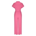 thumbnail image 5 of CheerKidz Women's Casual Tie-Front Jumpsuit,Short Sleeve Loose Fit Romper with Solid Color,Versatile Daily Wear(Hot Pink,S), 5 of 6