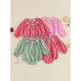 Toddler Baby Girl Christmas Romper, Long Sleeve Plaid Santa Gingerbread