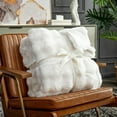 thumbnail image 2 of Faux Fur Throw Blanket for Couch, Fuzzy Soft Plush Thick Bubble Blanket for Sofa Bedroom Living Room, 60 * 80 Inches Cream White, 2 of 19