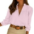 thumbnail image 6 of ClodeEU Womens V Neck Long Sleeve Tops ,2025 Fall Casual Loose Puff Sleeve Blouse, Boho Work Blouse T Shirts Pink,Womens Plus XXL, 6 of 8