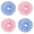 thumbnail image 1 of Conjunto rosa y azul, bandas elásticas suaves con colas de caballo trenzadas y pompones, diademas de orejas de conejo de peluche suave, 1 of 5