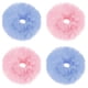 thumbnail image 1 of Juego de 2 piezas de diademas de conejo de piel sintética de felpa rosa y azul, soporte para diadema elástica para el cabello esponjoso y crujiente, pelo trenzado de cola de caballo con bolas de, 1 of 5