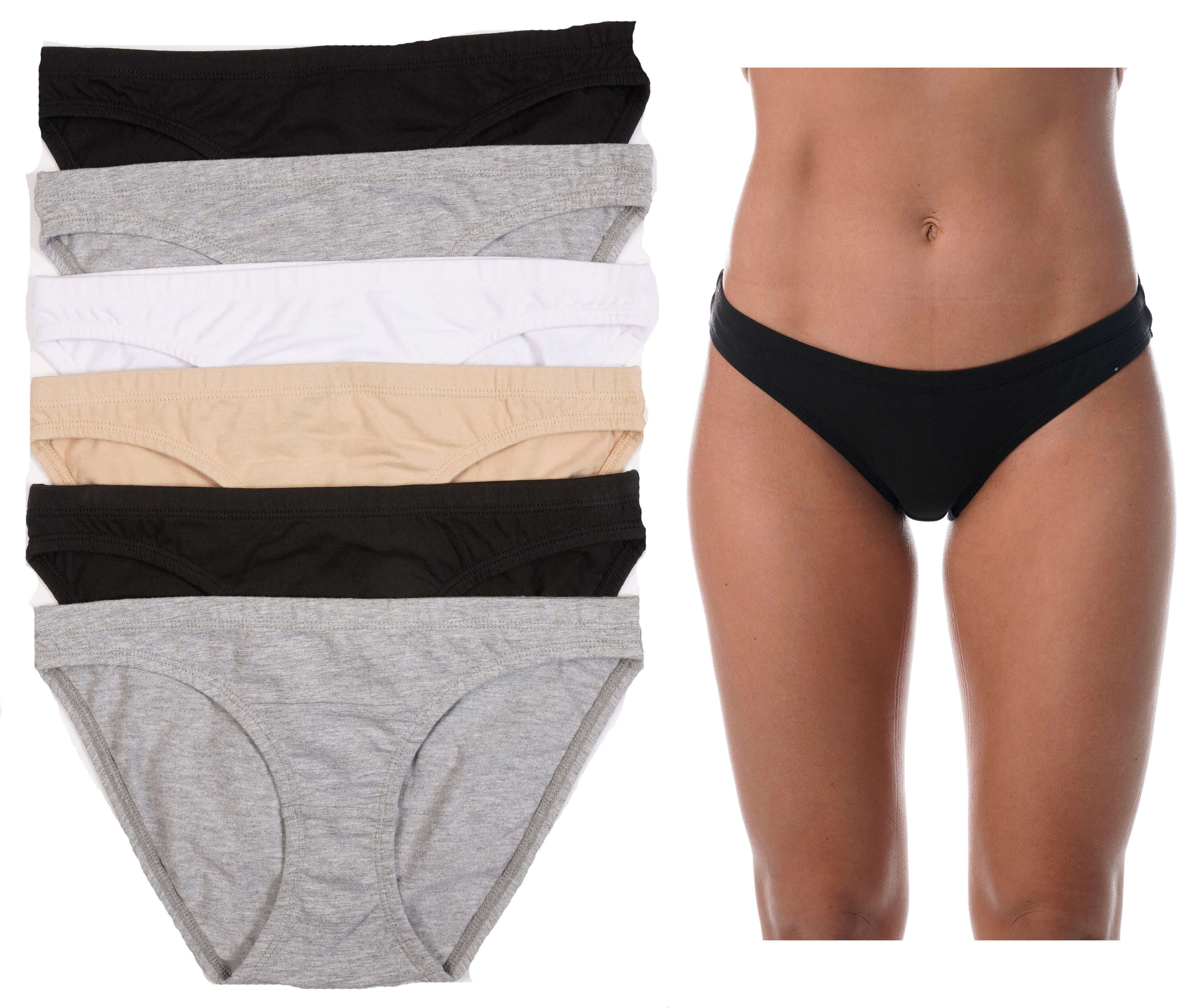 Pack of 6 Just Intimates Bikini Underwear Panties for Women 