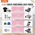 thumbnail image 2 of VEVOR Heat Press Machine, 15 x 15 inch, 8 in 1 Heat Transfer Machine with 30 oz Tumbler Press, 360° Swing Away Digital T-Shirt Pressing Machine, Teflon Coating, for T-Shirts/Mugs/Hats/Plates, Black, 2 of 9