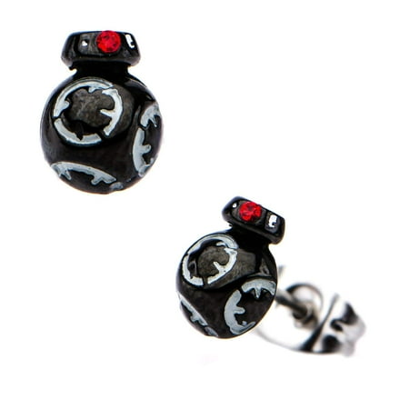 - Star Wars Jewelry Unisex Adult Episode 8 BB-8 3D Stainless Steel Stud Earrings, Silver/Black, One Size
