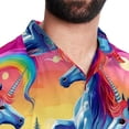 thumbnail image 5 of Robot Unicorn Attack Men's Short Sleeve Spread Collar Button Down Beach Print Casual Shirts, 5 of 6