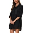 thumbnail image 4 of INSPIRE CHIC Women's Button Down Long Sleeve Turndown Collar Wrinkle-Free Casual Blouse M Black, 4 of 5