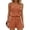 Brown, variant on Women's Ribbed Loungewear Romper, Spaghetti Strap Drawstring Waist Short Jumpsuit, Soft Comfy Daily Wear Gray Short Sleeve Jumpsuits for Women S