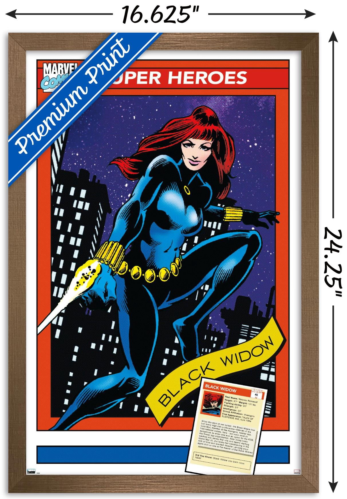 Marvel Trading Cards - Black Widow Wall Poster, 14.725" x 22.375" Framed