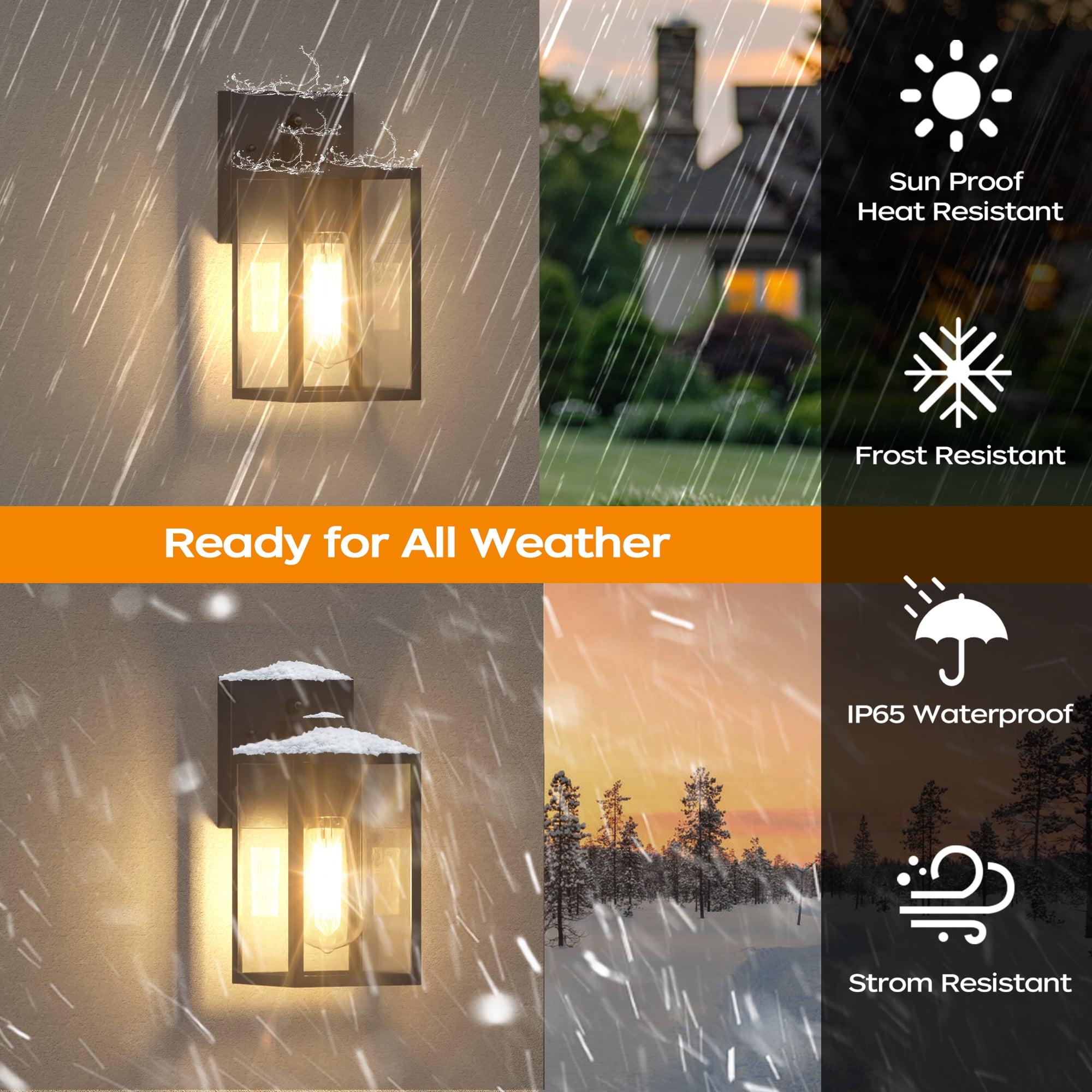 9.6" Dusk to Dawn Outdoor Lighting Fixtures, Black Sensor Wall Sconce Lamp, Waterproof Wall Lantern for House, Doorway, Garage