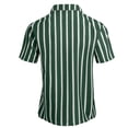 thumbnail image 4 of Men's Summer Striped Flannel Collar Short Sleeve Button Up Shirt Casual Beach Shirt Tops for Vacation Golf Fishing Loose Fit Modern Fashion Essential | AESTIVO,Green L, 4 of 5