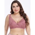 thumbnail image 2 of Plus Size Elegant Bra  Women‘s Plus Solid Floral Lace Unlined Full Coverage Underarm Smoothing Bra, 2 of 7