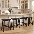 thumbnail image 2 of Gymax Solid Wood Saddle Bar Stools Set of 4 Backless Wooden Barstools w/Footrests Black, 2 of 10