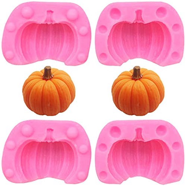 Molde de silicona de calabaza 3D, 2 pares de moldes de vela reutilizables con efecto antiadherente para hornear dulces, decoración de pasteles, jabón, Halloween, Acción de Gracias, decoración de Navidad esquí esquí Gafas de esquí