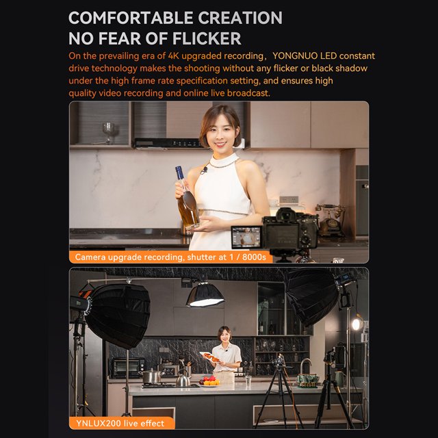 Photography Lamp,Video 200w Power 200w Power 5600k Cob Bead 12 Led Camera Ynlux200 Bead 12 Scene Color Temperature With Live Power 5600k Color Bt Support Handheld Led Video Led Video 200w