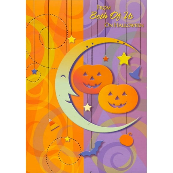 Designer Greetings Crescent Moon and Two Pumpkins Halloween Card from Both of Us
