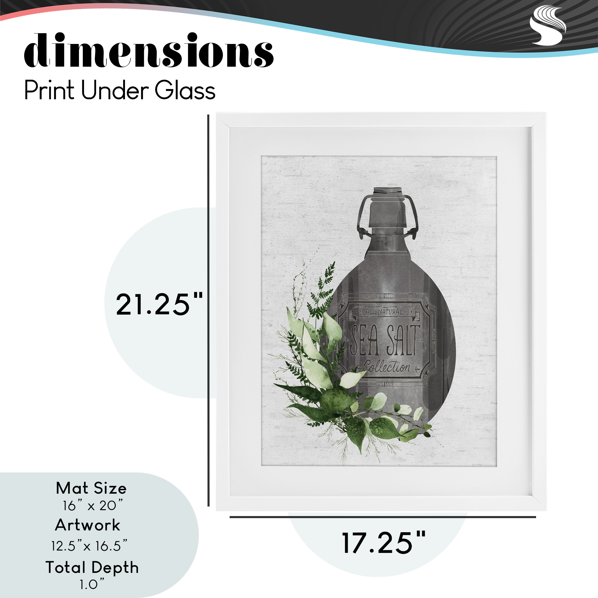 Vintage Bottle with Bathroom Herbs White Framed Print Under Glass, design by Lettered and Lined