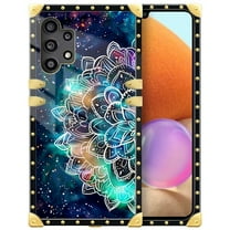 FKBRCL4U Compatible with Samsung Galaxy A32 4G Case, Starry Sky Colourful Mandala Luxury Golden Decoration for Girl Women Soft TPU Shockproof Protective Hard PC Back