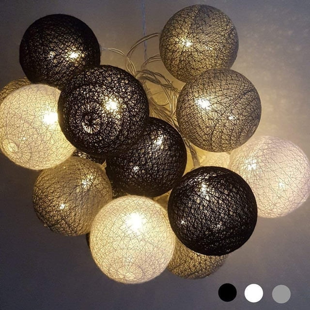 Luces de hadas de bolas de algodón Laklulu - Luces de hadas de bolas de 20 LED de 3 m para decoración de luz nocturna en interiores como Navidad, bodas, fiestas, habitaciones, cortinas