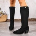 thumbnail image 3 of Aihuaihua Knee High Boots Women Leather Elastic Boots Low Heel Square Toe Fall Long Tall Boots for Women, 3 of 9