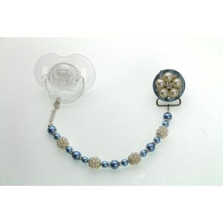 Vintage Flower and Pearl Pacifier Clip