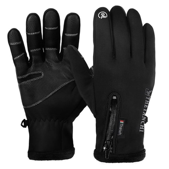 TELOLY Winter Gloves Wind-Resistant Design Gloves for Men Waterproof Function Warmth Retention Performance Leather Gloves,Black