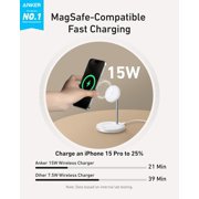 Anker MagSafe Compatible MagGo Charger Stand, 2-in-1 Wireless Charging Station, Qi2 Certified 15W Max Charging, Compatible for iPhone 17/16/15/14/13/12, AirPods Pro (White, with 40W Adapter)