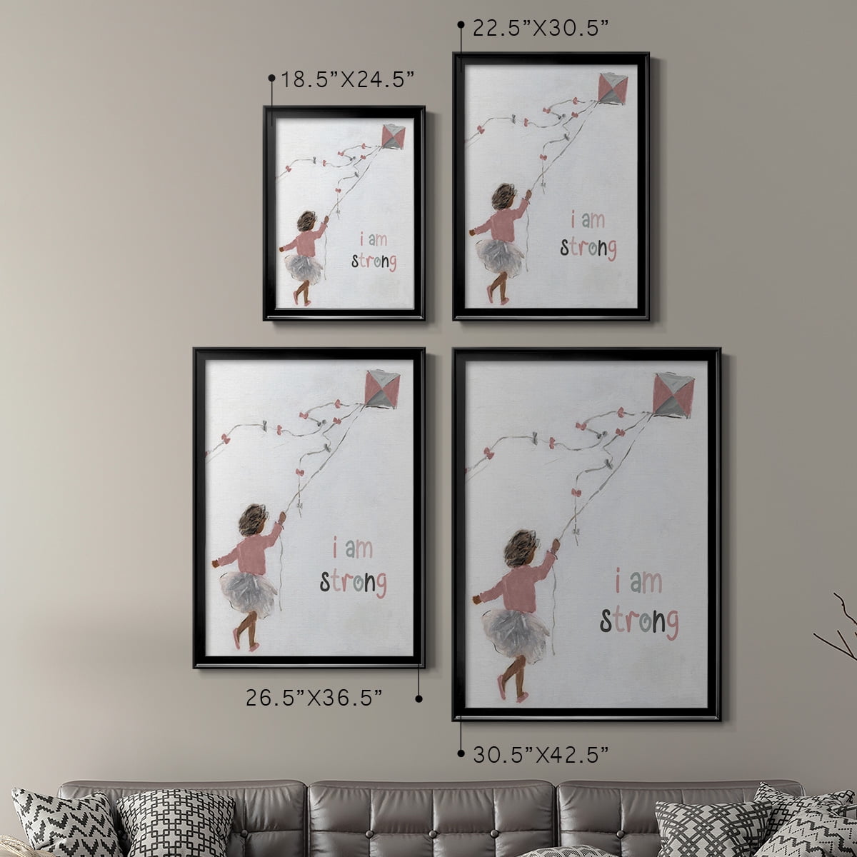Girl Flying Kite Premium Framed Print - Ready to Hang