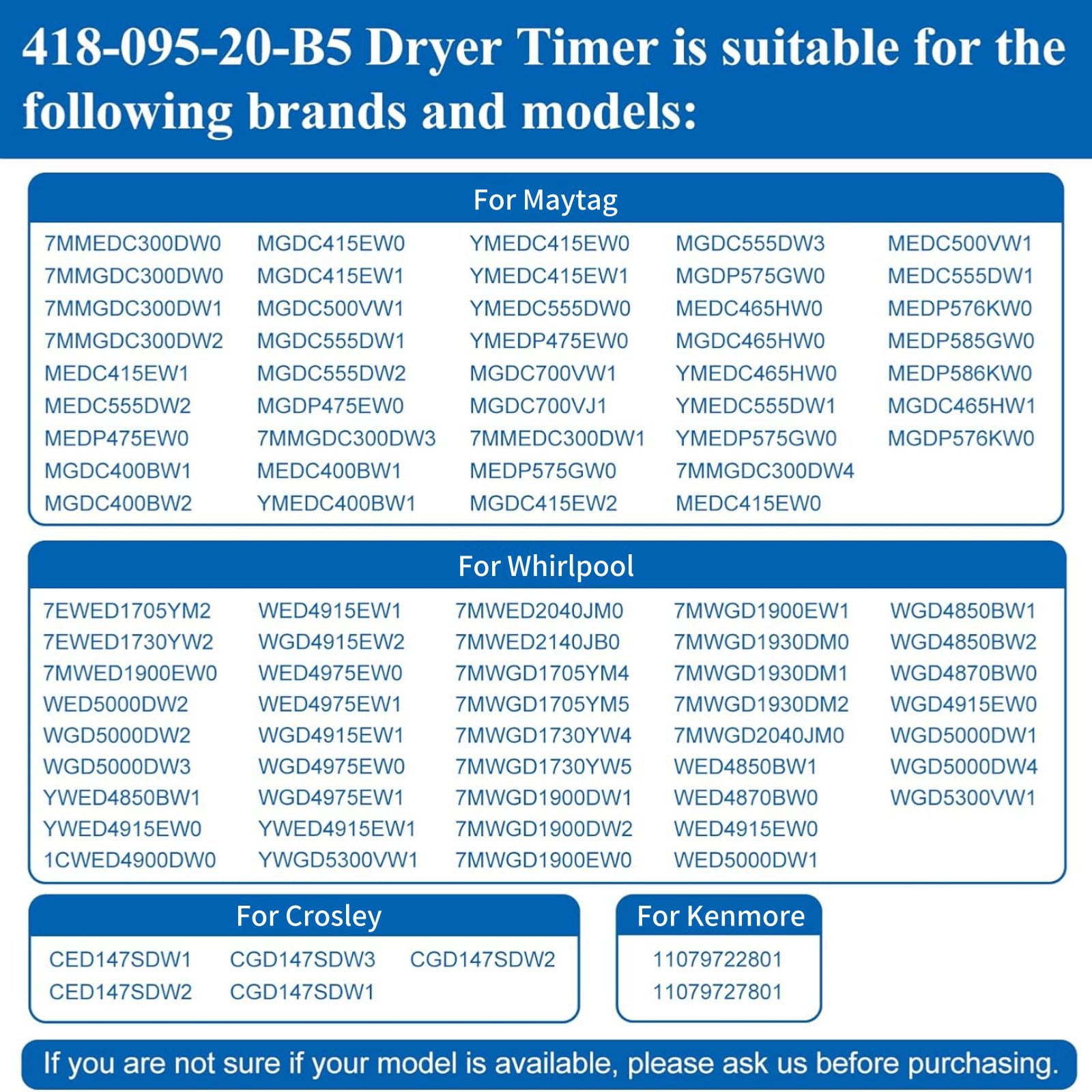 GUYUTING 115VAC 60Hz Dryer Timer for Maytag MEDP MGDP Whirlpool YWED YWGD Kenmore Crosley Models Replacement