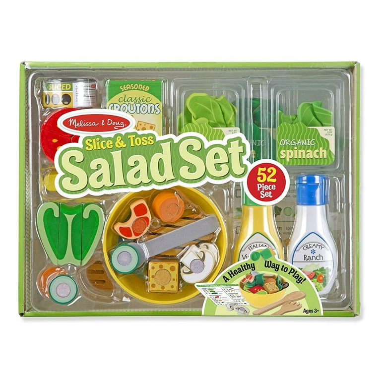 Melissa and Doug Slice and Toss Salad Play Food Set 52 Wooden and